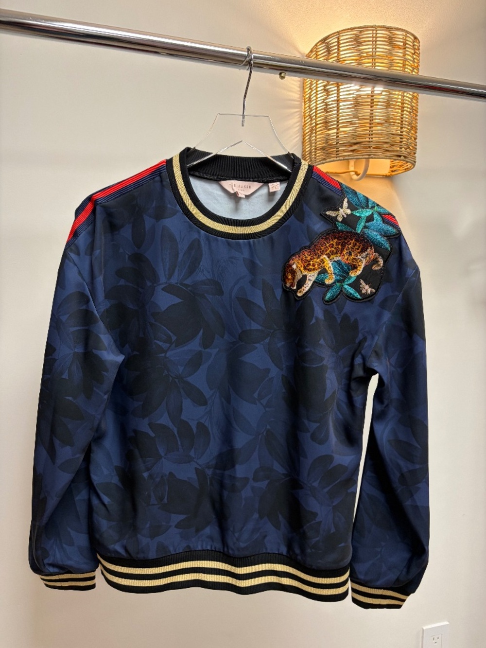 Ted Baker Navy Floral Leopard Embroidered Sweatshirt